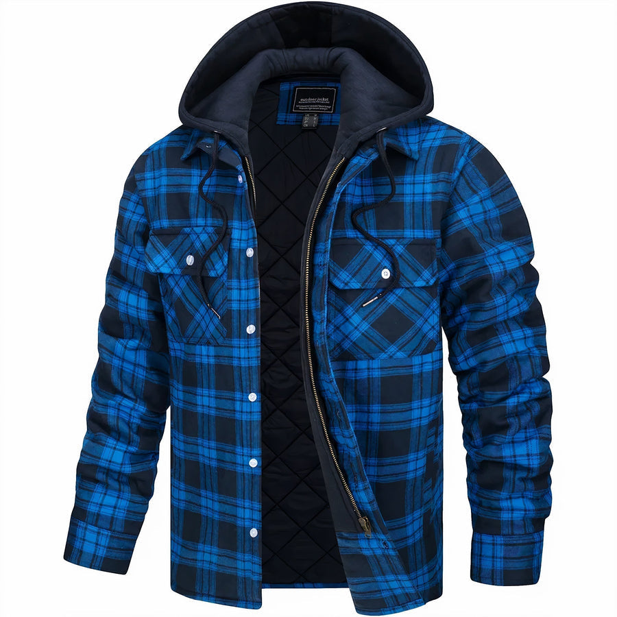 Men’s Hooded Flannel Jacket Fleece Lined