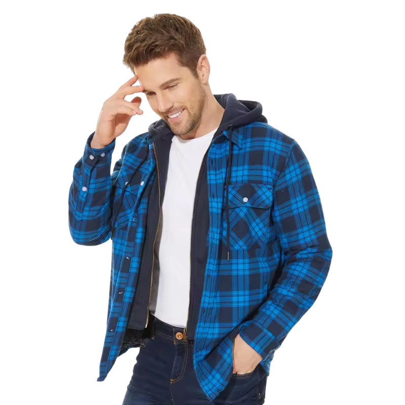 Men’s Hooded Flannel Jacket Fleece Lined