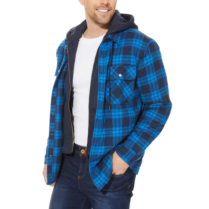 Men’s Hooded Flannel Jacket Fleece Lined