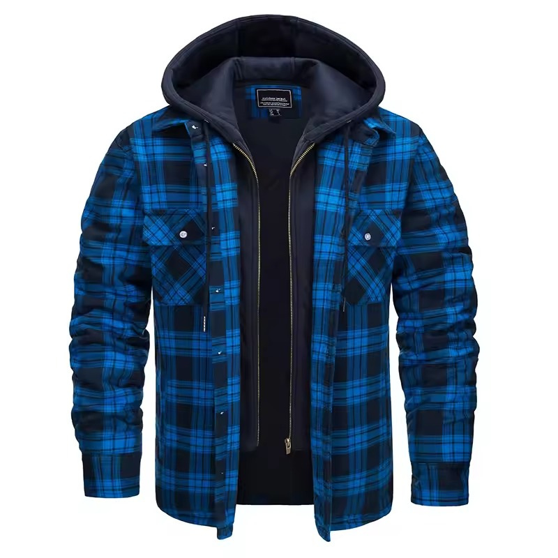 Men’s Hooded Flannel Jacket Fleece Lined