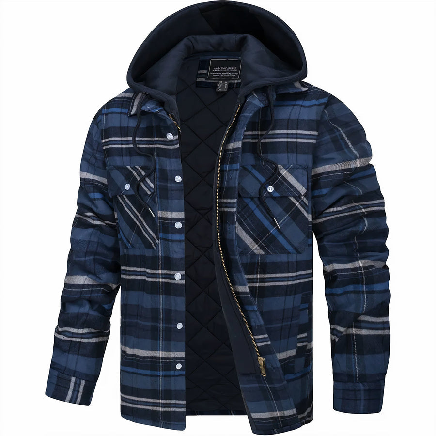 Men’s Hooded Flannel Jacket Fleece Lined