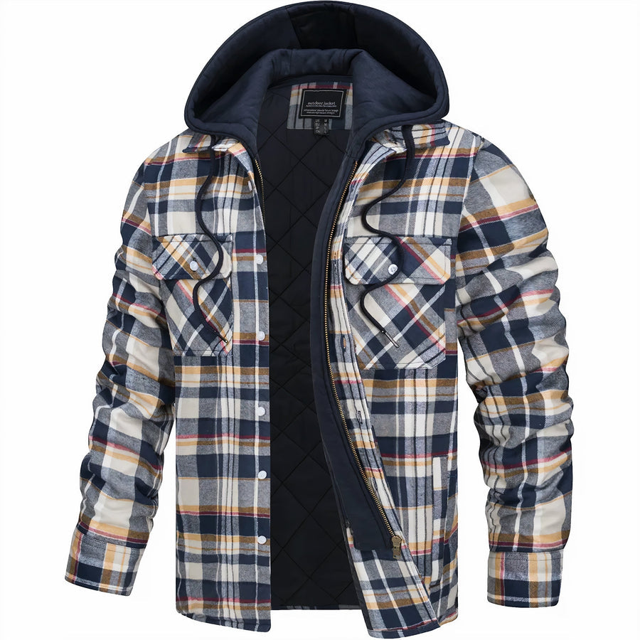 Men’s Hooded Flannel Jacket Fleece Lined
