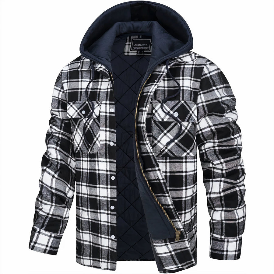 Men’s Hooded Flannel Jacket Fleece Lined