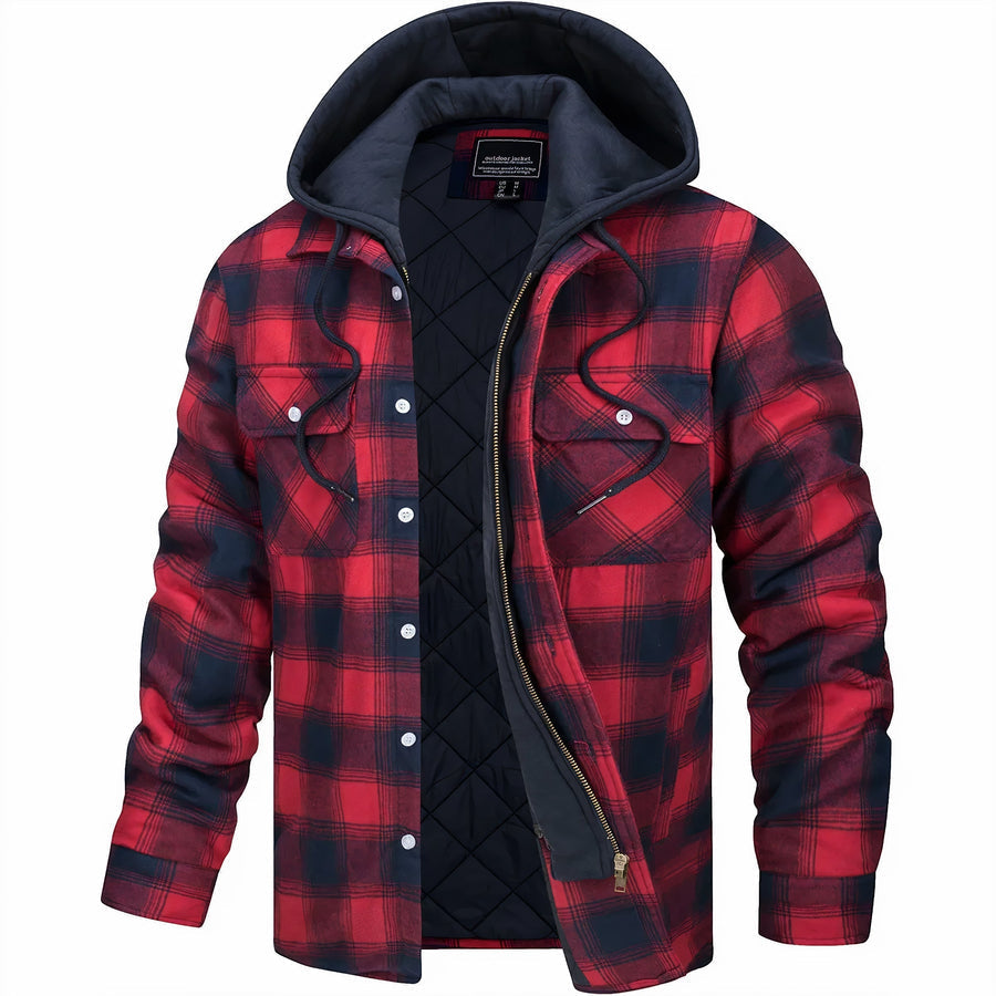 Men’s Hooded Flannel Jacket Fleece Lined