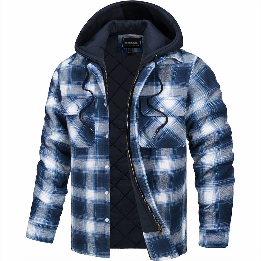 Men’s Hooded Flannel Jacket Fleece Lined