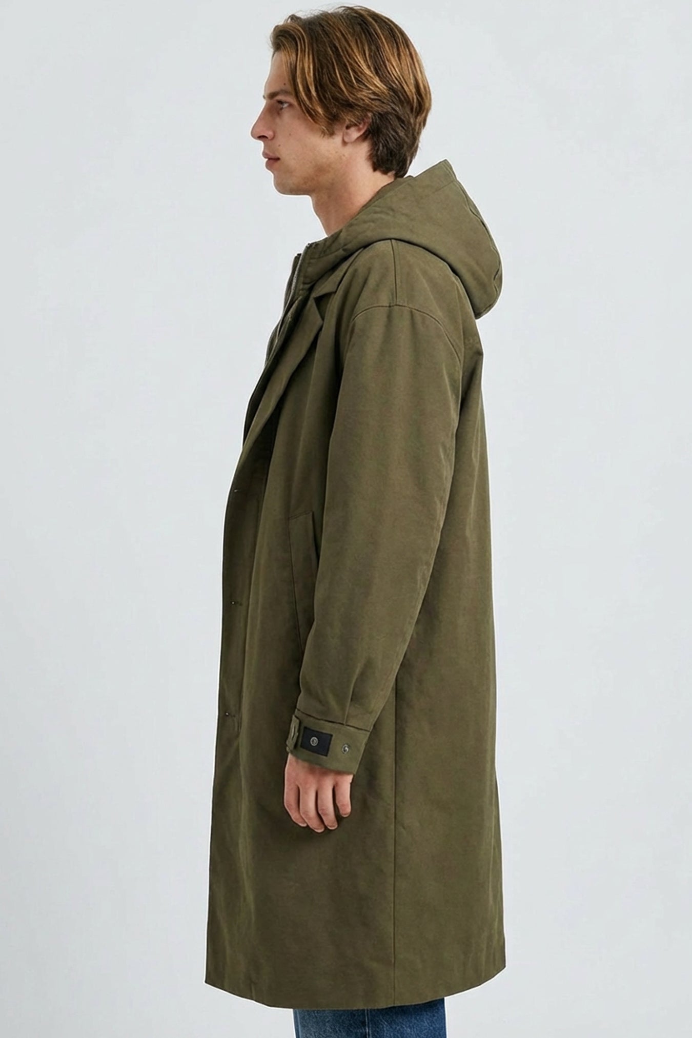 Men’s Hooded Trench Coat Zip Up