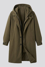 Men’s Hooded Trench Coat Zip Up