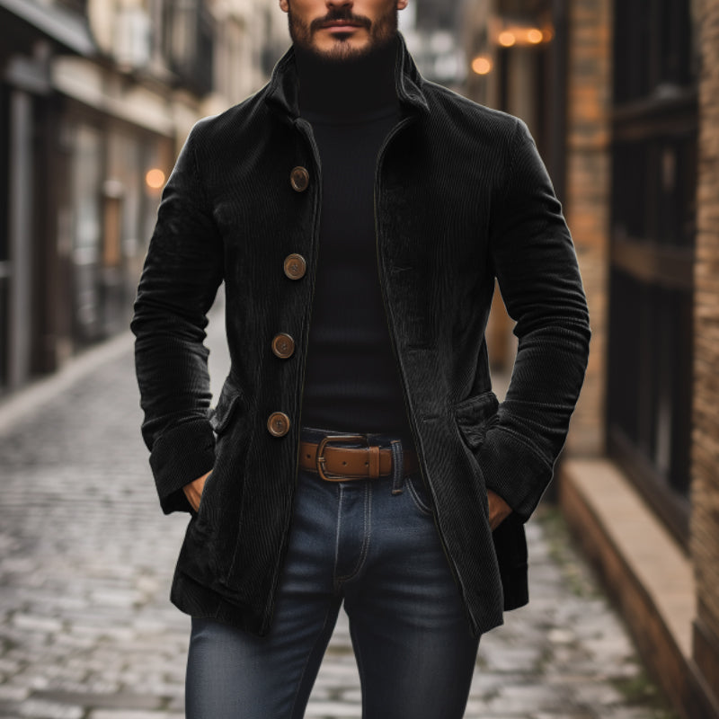Men’s Stand Collar Short Coat Long Sleeve
