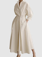 Women’s Belted Collared Shirt Dress Midi