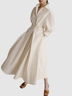 Women’s Belted Collared Shirt Dress Midi