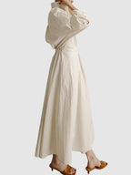 Women’s Belted Collared Shirt Dress Midi