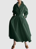 Women’s Belted Collared Shirt Dress Midi