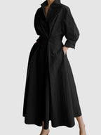 Women’s Belted Collared Shirt Dress Midi