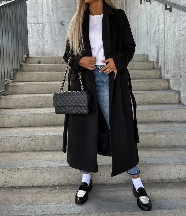 Women’s Belted Trench Coat Long Sleeve