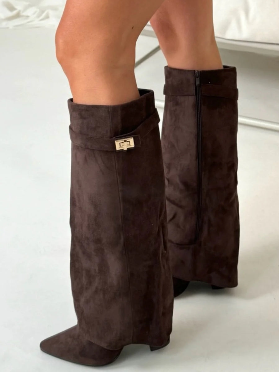 Women’s Buckle Thigh-High Boots