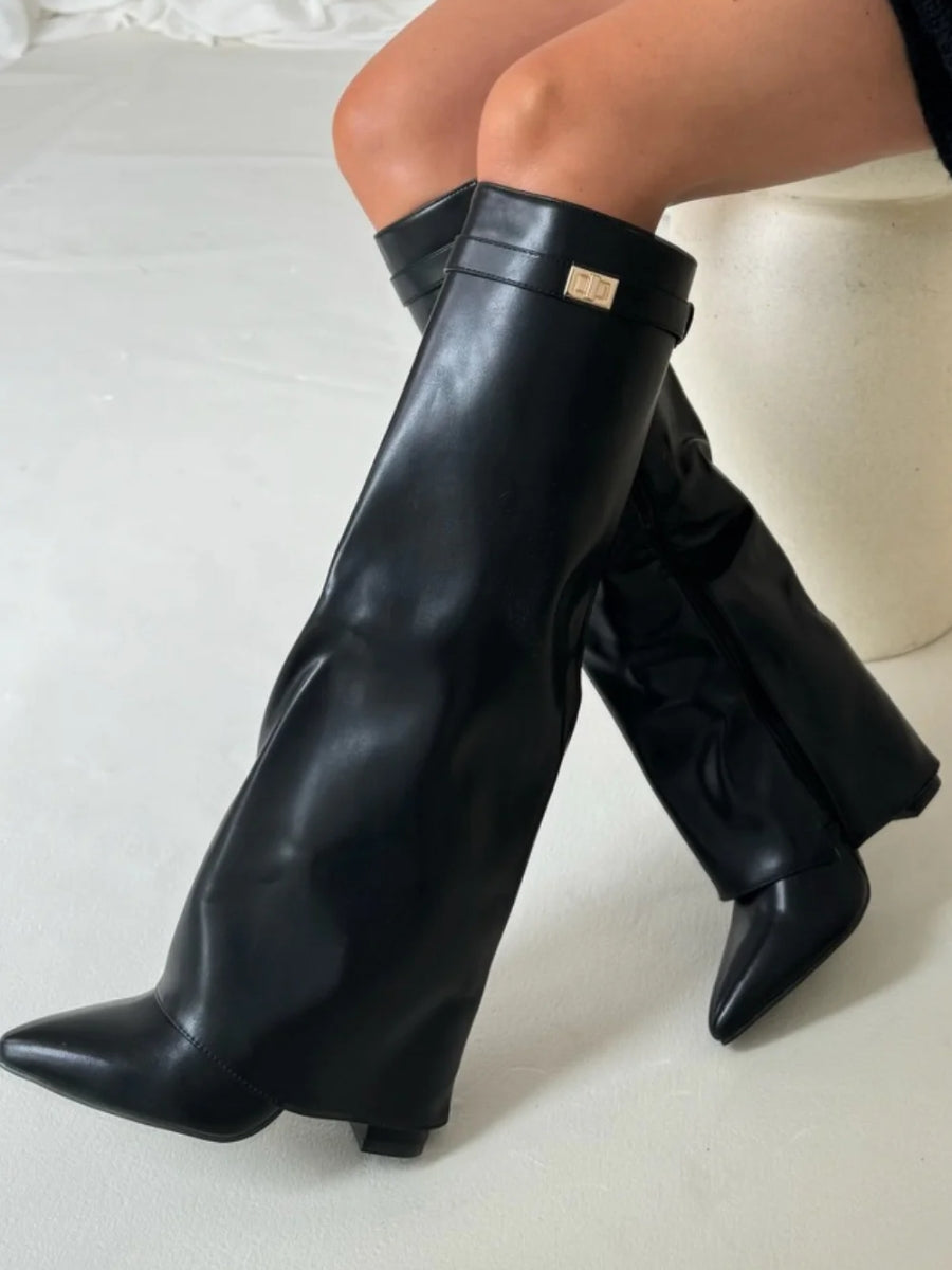 Women’s Buckle Thigh-High Boots