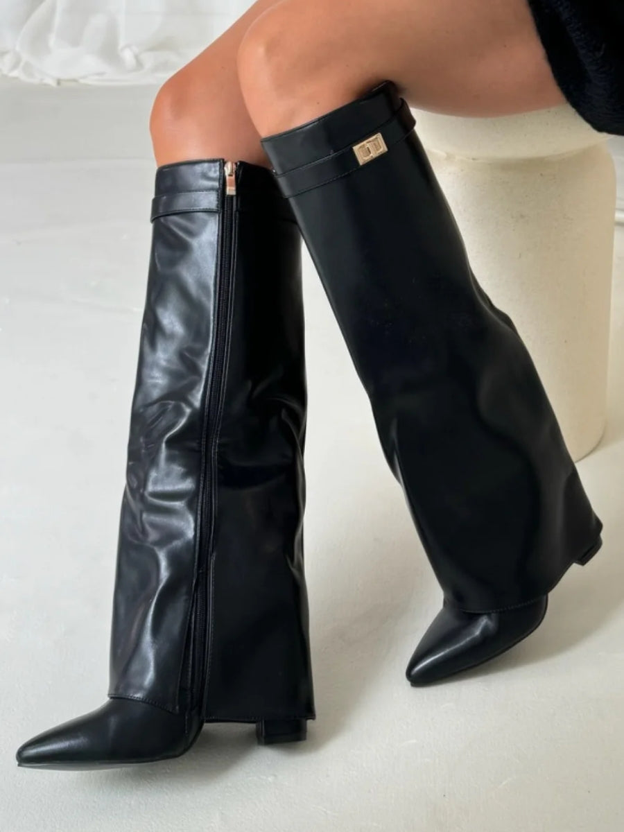 Women’s Buckle Thigh-High Boots