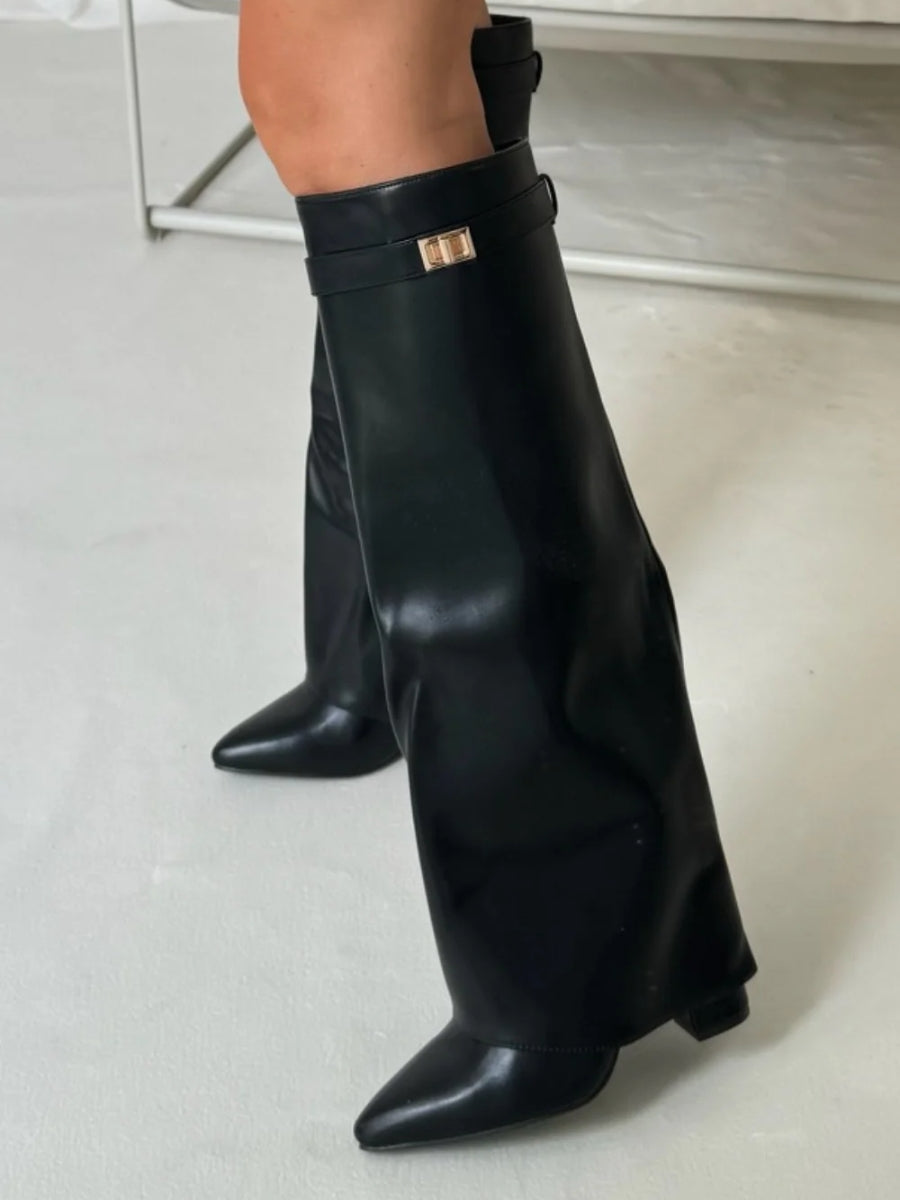 Women’s Buckle Thigh-High Boots