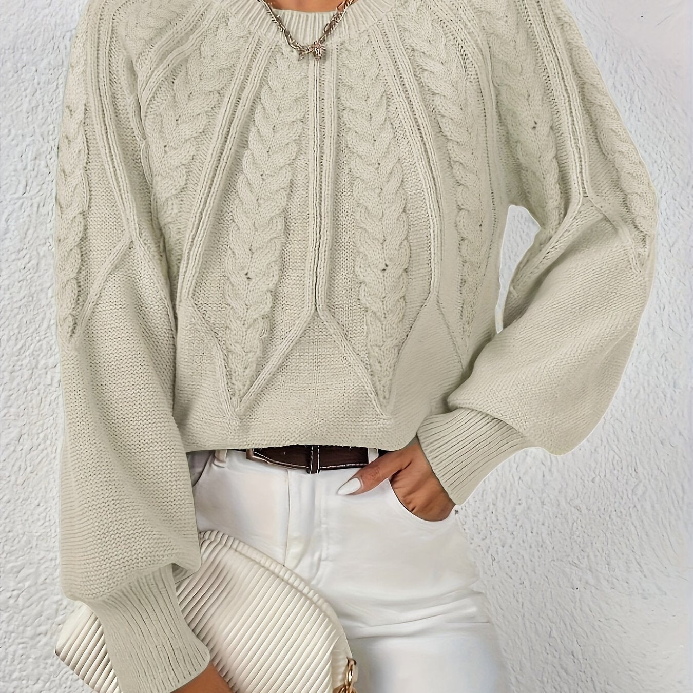 Women’s Cable Knit Sweater Long Sleeve