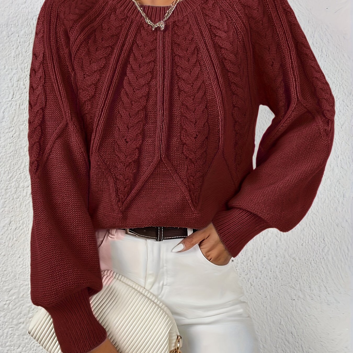 Women’s Cable Knit Sweater Long Sleeve