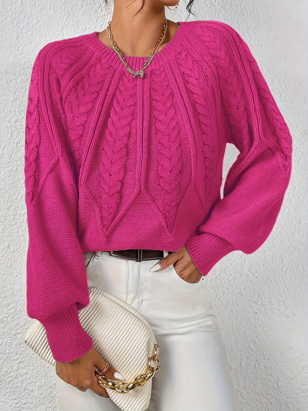 Women’s Cable Knit Sweater Long Sleeve