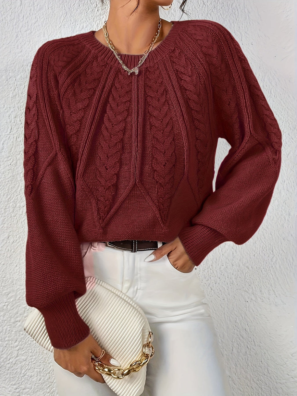 Women’s Cable Knit Sweater Long Sleeve