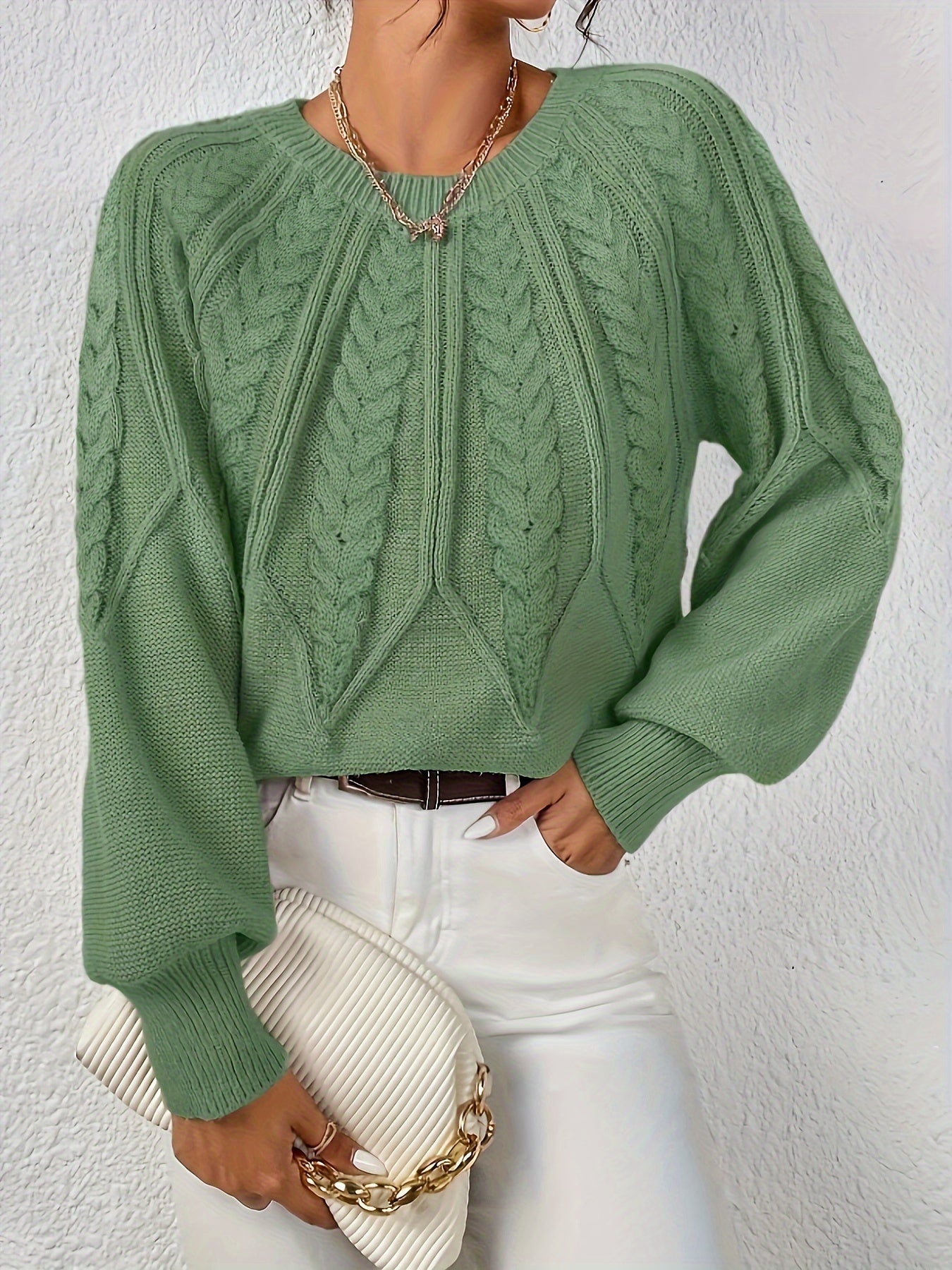 Women’s Cable Knit Sweater Long Sleeve