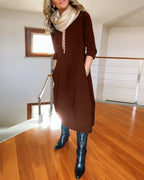 Women’s Casual Long Sleeve Midi Dress