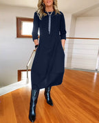 Women’s Casual Long Sleeve Midi Dress