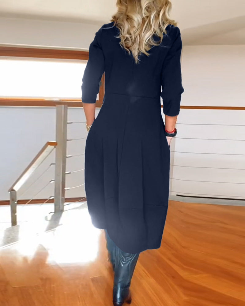 Women’s Casual Long Sleeve Midi Dress