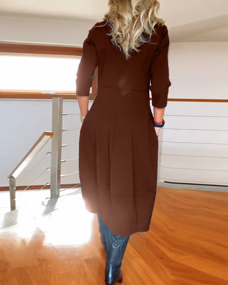 Women’s Casual Long Sleeve Midi Dress