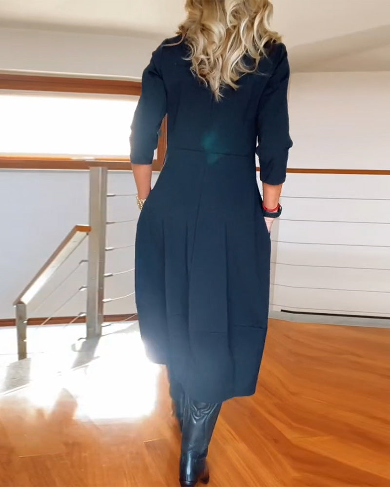 Women’s Casual Long Sleeve Midi Dress