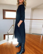 Women’s Casual Long Sleeve Midi Dress