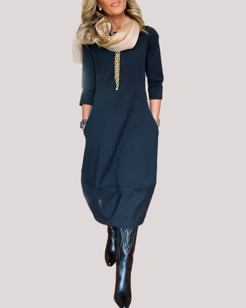 Women’s Casual Long Sleeve Midi Dress