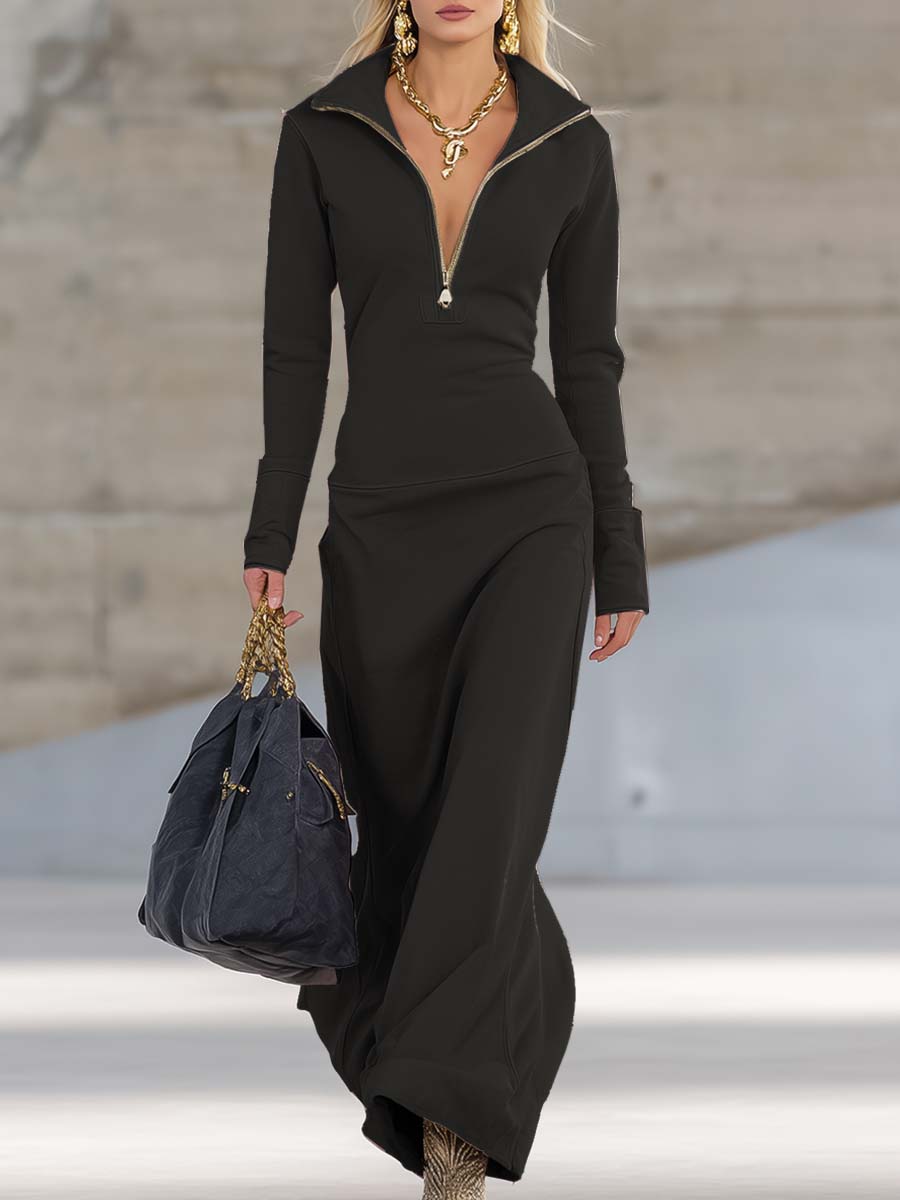 Women’s Collared Long Sleeve Dress Maxi