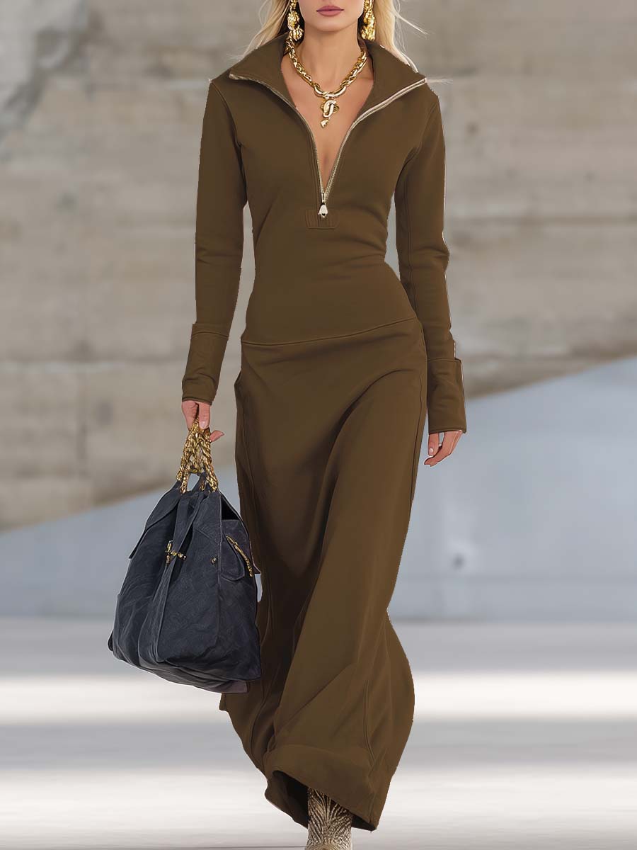Women’s Collared Long Sleeve Dress Maxi