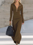 Women’s Collared Long Sleeve Dress Maxi