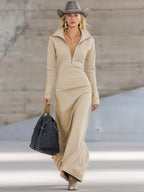 Women’s Collared Long Sleeve Dress Maxi