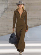 Women’s Collared Long Sleeve Dress Maxi