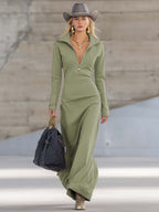 Women’s Collared Long Sleeve Dress Maxi