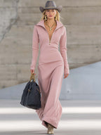Women’s Collared Long Sleeve Dress Maxi