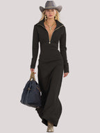 Women’s Collared Long Sleeve Dress Maxi