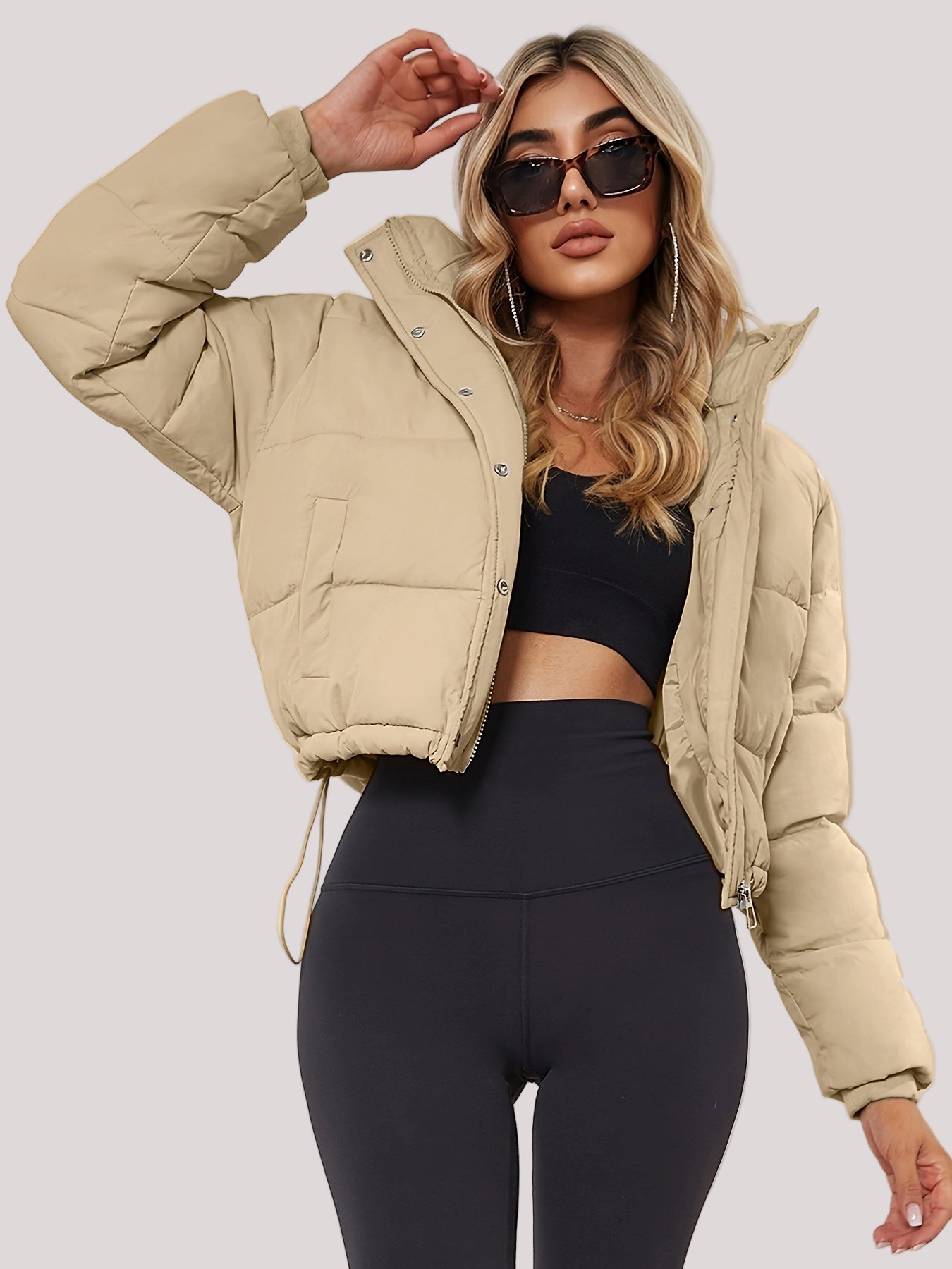 Women’s Cropped Puffer Jacket Long Sleeve