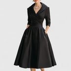 Women’s Elegant A Line V Neck Dress Midi