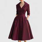 Women’s Elegant A Line V Neck Dress Midi