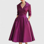 Women’s Elegant A Line V Neck Dress Midi
