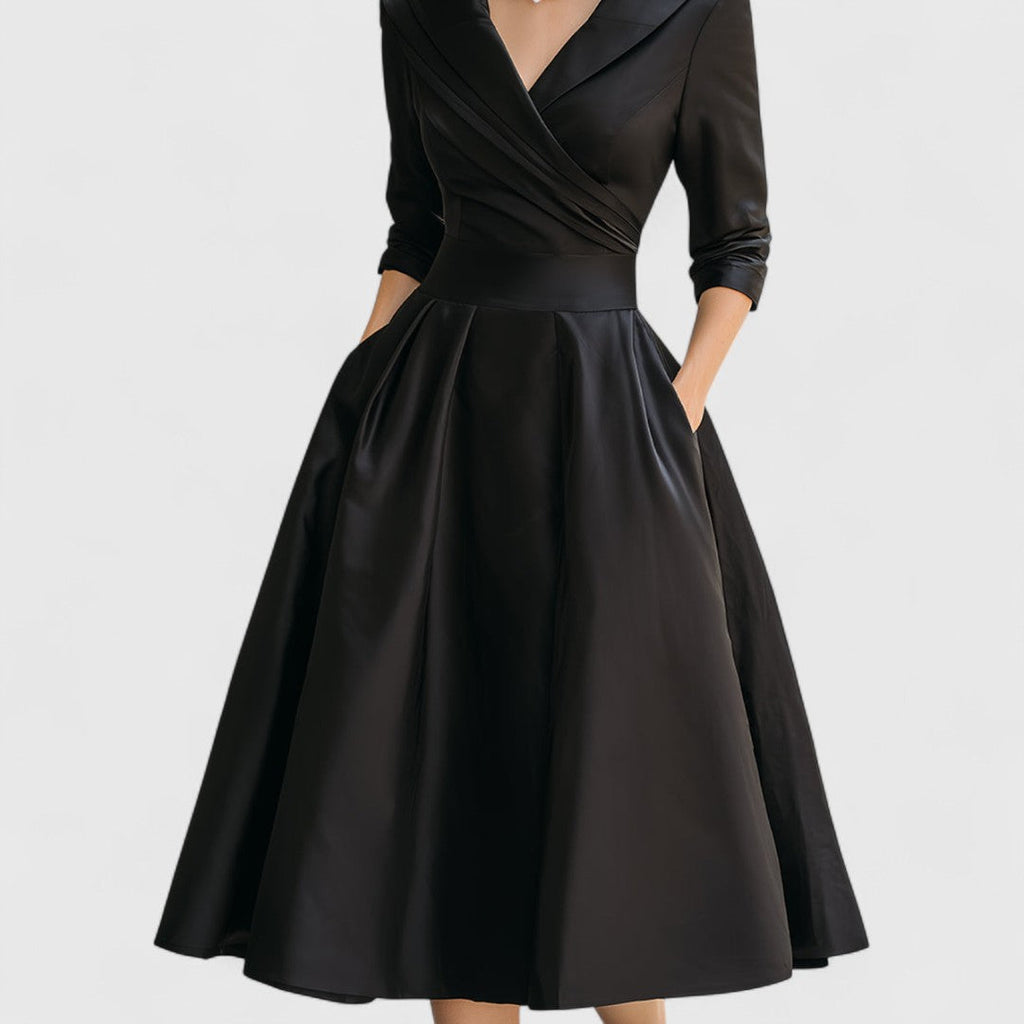 Women’s Elegant A Line V Neck Dress Midi