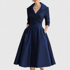 Women’s Elegant A Line V Neck Dress Midi