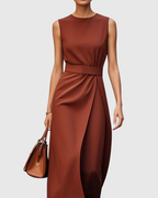 Women’s Elegant Sleeveless Round Neck Midi Dress