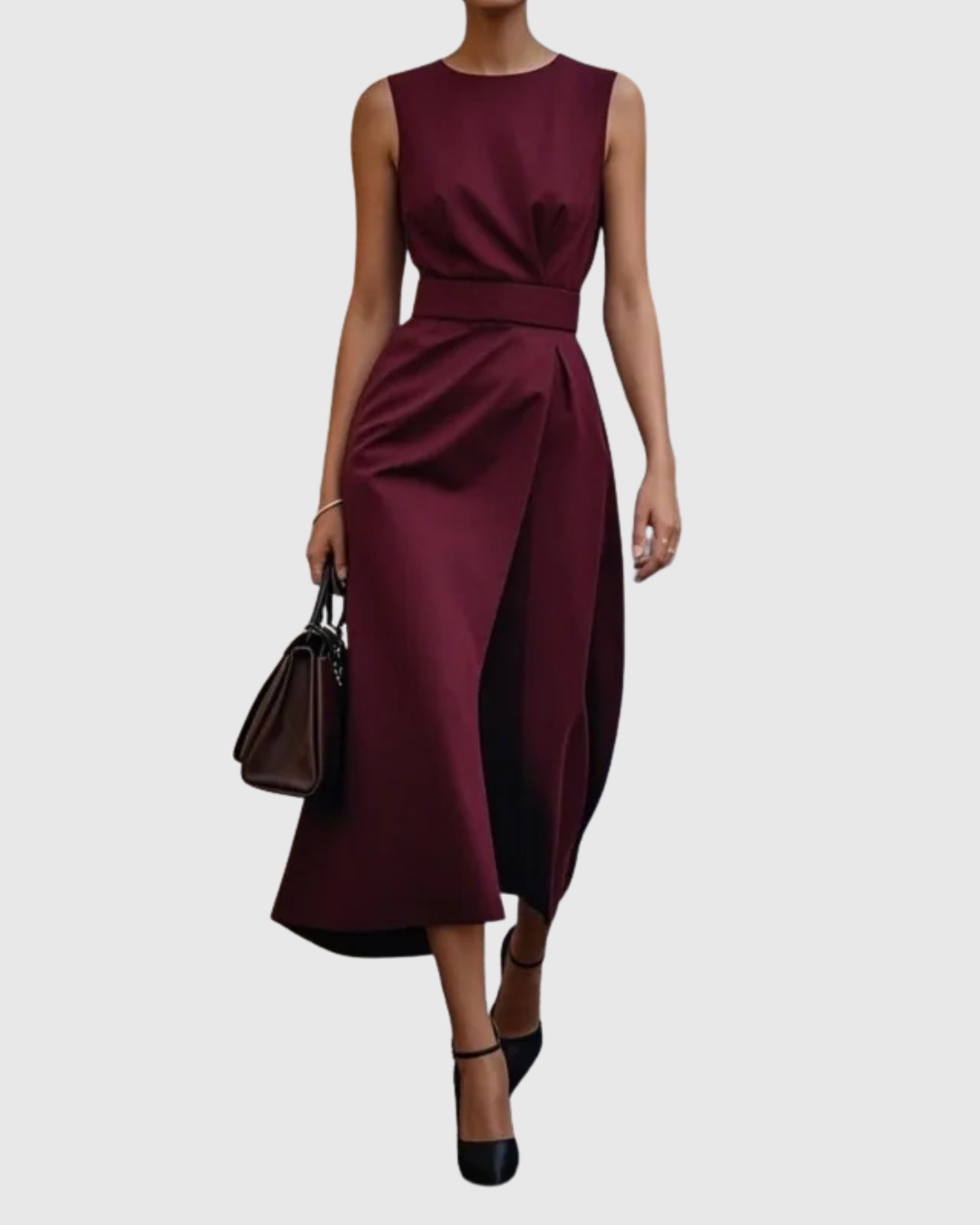 Women’s Elegant Sleeveless Round Neck Midi Dress